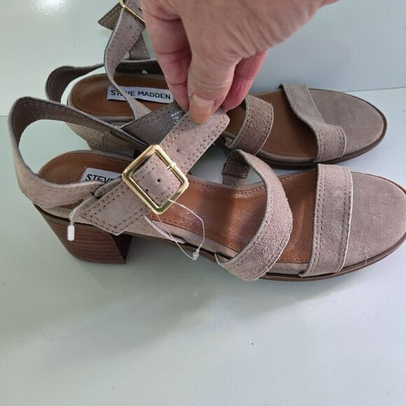 Steve Madden Raymee Strappy Neutral Beige Suede Sandals Size 7M - Picture 3 of 8